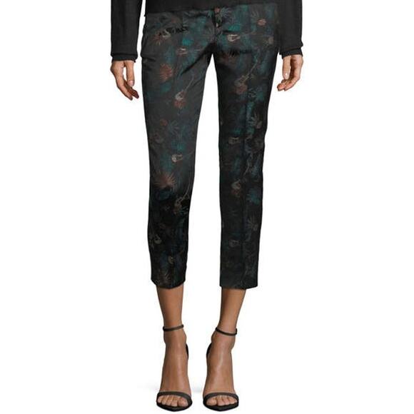 Zadig & Voltaire Posh Jungle Trouser Pants High Rise Pockets Cropped Black 38 8 - Picture 1 of 5